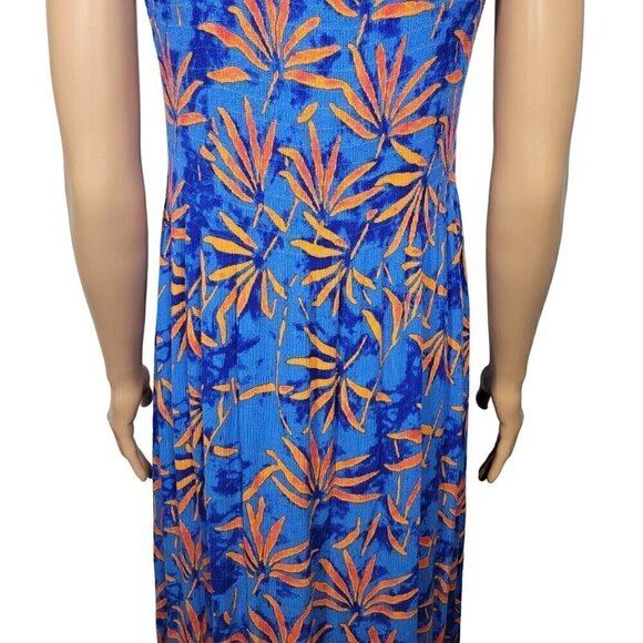 Soft Surroundings Women's Blue Maxi Length Tropical Print Dress Size M - Picture 7 of 10